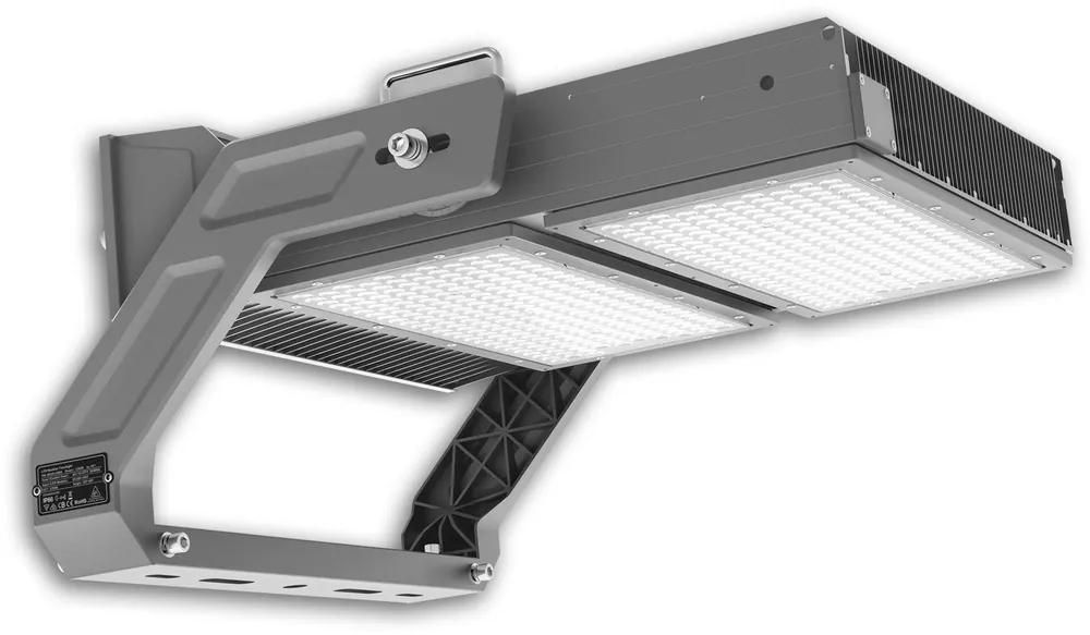 Kracherpreis ISOLED LED Flutlichtanlage LW 1.000W, 130x25°, 2 Module (Lichtpunkte), DALI dimmbar, warmweiß
