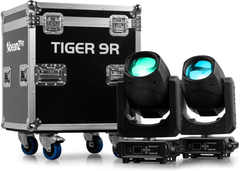 beamZ Pro Tiger 9R 260W Beam Moving Head 2 Stück im Flightcase Expressversand
