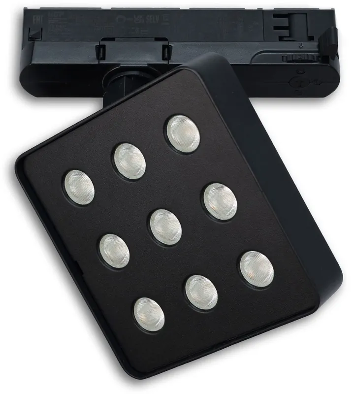 ISOLED 3-Phasen Schienen-Strahler MATRIX, 20W, 40°, schwarz, 4000K, UGR Neue Ware