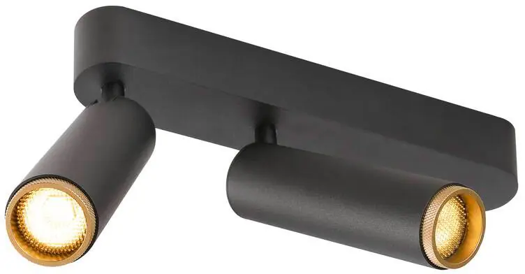 Finale Aktion SLV GRIP! M, Deckenaufbauleuchte, double, PHASE, 3000 K, 28 W, 42°, schwarz / gold