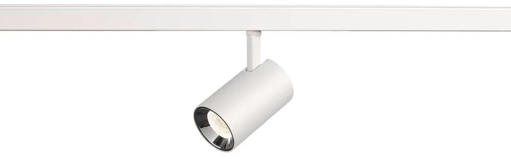 SLV NUMINOS® XS, 48V Spot, rund, 4000 K, 8.7 W, DALI 2, 40°, matt weiß / glänzend chrom Echt