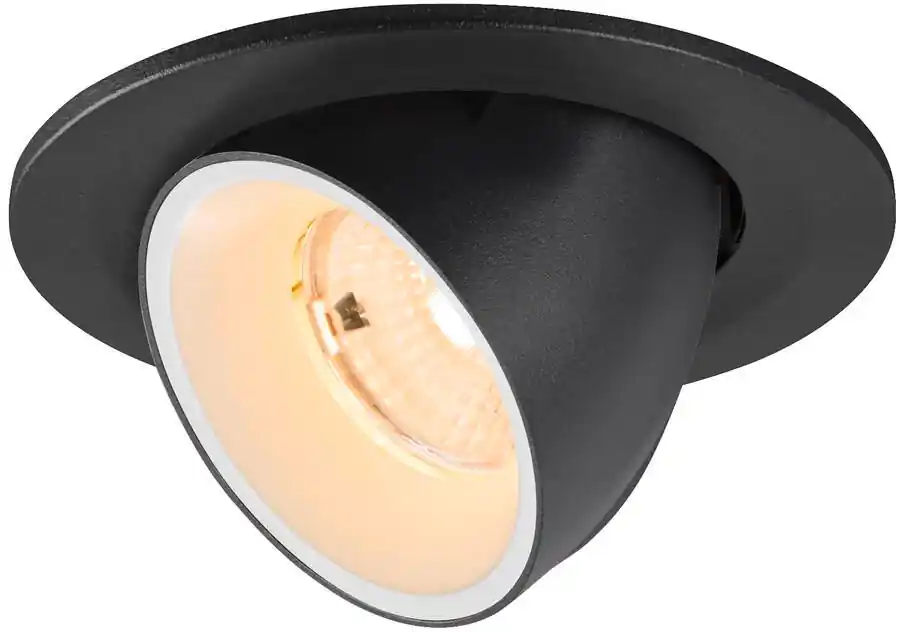 SLV NUMINOS® GIMBLE S, Deckeneinbauleuchte, 2700 K, 55°, IP20, rund, schwarz / weiß Geprüft