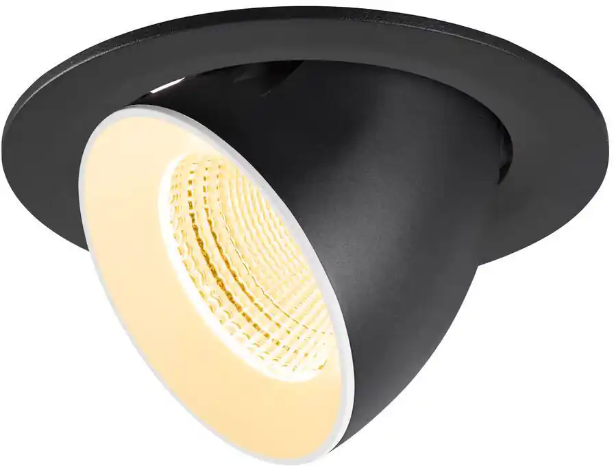 SLV NUMINOS® GIMBLE L, Deckeneinbauleuchte, 3000 K, 55°, IP20, rund, schwarz / weiß Highlight