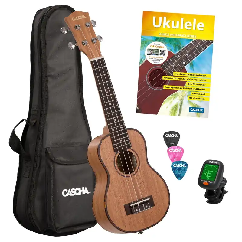 Billig Cascha HH 2027 Premium Mahogany Soprano Ukulele Starter Pack