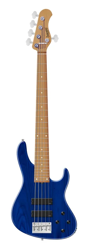 Sadowsky MasterBuilt 24-Fret Modern Bass, Swamp Ash Body, Roasted Maple Fingerboard, 5-String - Ocean Blue Transparent High Polish Neu