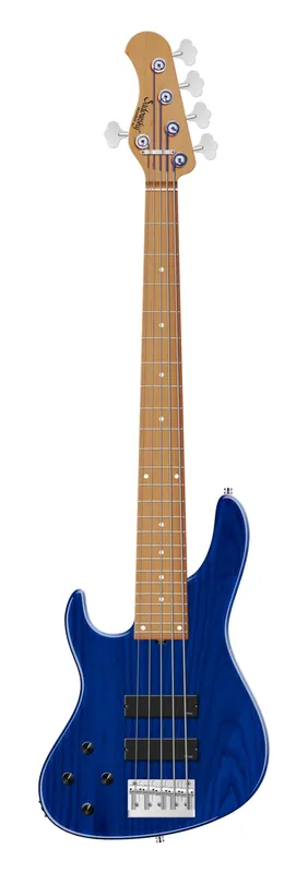 Begrenztes Angebot Sadowsky MasterBuilt 24-Fret Modern Bass, Swamp Ash Body, Roasted Maple Fingerboard, 5-String, Lefthand - Ocean Blue Transparent High Polish