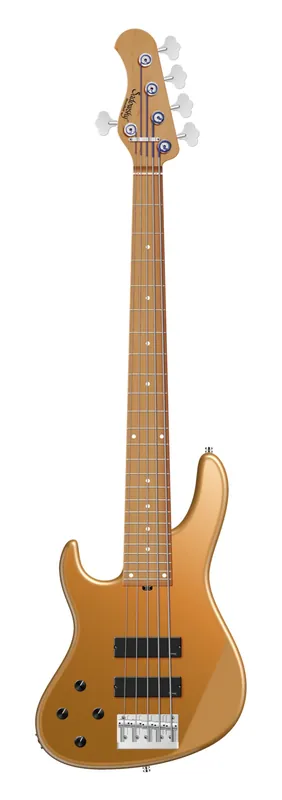 Sadowsky MasterBuilt 24-Fret Modern Bass, Swamp Ash Body, Roasted Maple Fingerboard, 5-String, Lefthand - Solid Firemist Gold Metallic Satin Aktuell