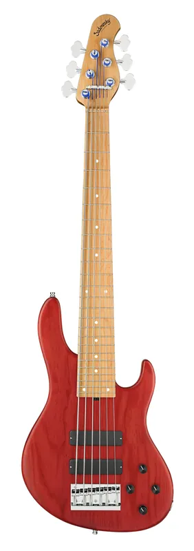 Sadowsky MasterBuilt 24-Fret Modern Bass, Swamp Ash Body, Roasted Maple Fingerboard, 6-String - Burgundy Red Transparent Satin Markenprodukt
