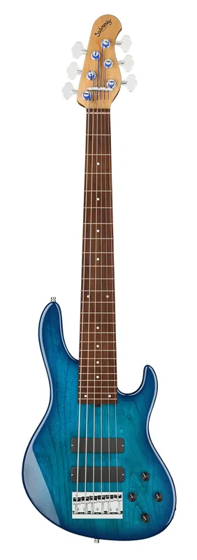 Markenprodukt Sadowsky MasterBuilt 24-Fret Modern Bass, Red Alder Body, Morado Fingerboard, 6-String - Bora Blue Burst Transparent High Polish