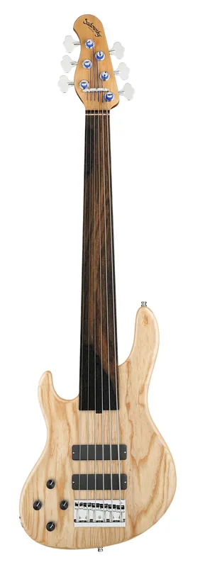 Kostenloser Rückversand Sadowsky MasterBuilt 24-Fret Modern Bass, Swamp Ash Body, Tigerstripe Ebony Fingerboard, 6-String, Fretless, Lefthand - Natural Transparent Satin