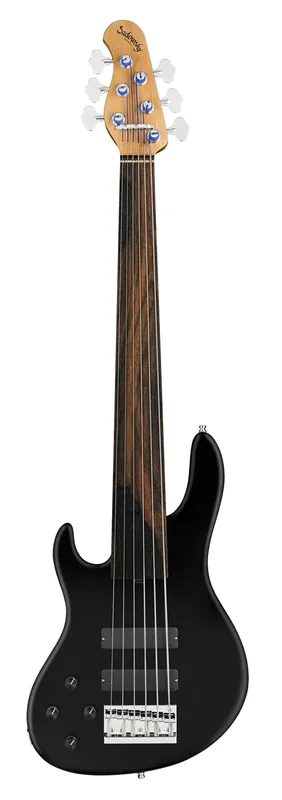 Sadowsky MasterBuilt 24-Fret Modern Bass, Red Alder Body, Tigerstripe Ebony Fingerboard, 6-String, Fretless, Lefthand - Solid Black Satin Must-Have