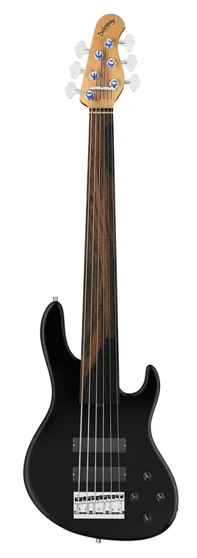 Bestpreis Sadowsky MasterBuilt 24-Fret Modern Bass, Swamp Ash Body, Tigerstripe Ebony Fingerboard, 6-String, Fretless - Solid Black Satin