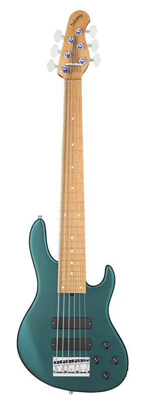 Sadowsky MasterBuilt 24-Fret Modern Bass, Swamp Ash Body, Roasted Maple Fingerboard, 6-String - Solid Vintage Teal Green Metallic Satin Top-Seller
