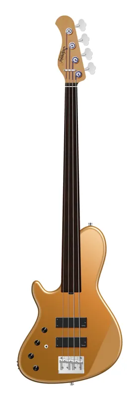 Sadowsky MasterBuilt 24-Fret Single Cut Bass, Swamp Ash Body, Tigerstripe Ebony Fingerboard, 4-String, Fretless, Lefthand - Solid Firemist Gold Metallic Satin Kostenloser Versand