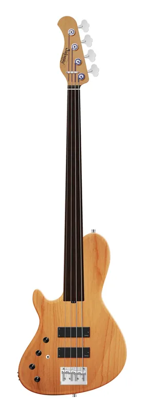 Garantierte Lieferung Sadowsky MasterBuilt 24-Fret Single Cut Bass, Red Alder Body, Tigerstripe Ebony Fingerboard, 4-String, Fretless, Lefthand - Natural Transparent Satin