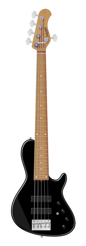Sadowsky MasterBuilt 24-Fret Single Cut Bass, Swamp Ash Body, Roasted Maple Fingerboard, 5-String - Solid Black High Polish Kostenloser Rückversand