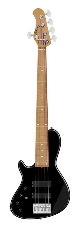 Sadowsky MasterBuilt 24-Fret Single Cut Bass, Swamp Ash Body, Roasted Maple Fingerboard, 5-String, Lefthand - Solid Black High Polish Geprüft