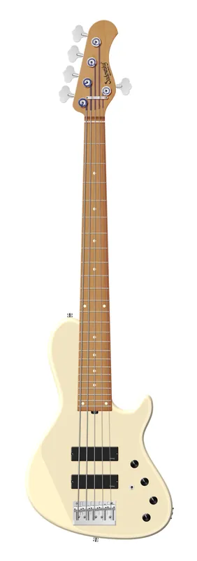 Finale Aktion Sadowsky MasterBuilt 24-Fret Single Cut Bass, Swamp Ash Body, Roasted Maple Fingerboard, 5-String - Solid Olympic White High Polish