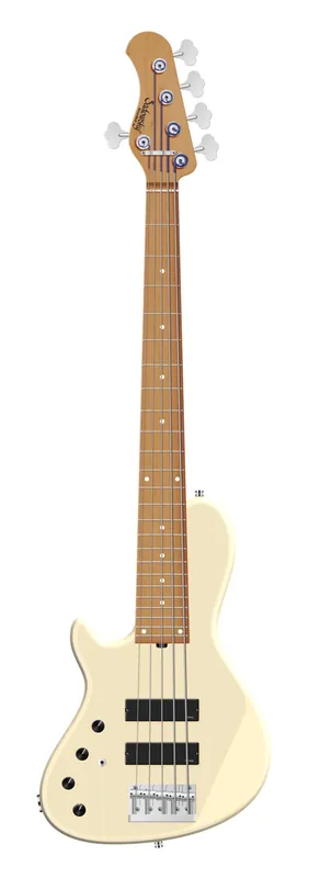 Expressversand Sadowsky MasterBuilt 24-Fret Single Cut Bass, Swamp Ash Body, Roasted Maple Fingerboard, 5-String, Lefthand - Solid Olympic White High Polish