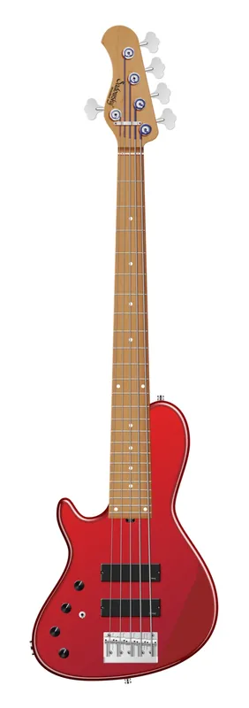 Billig Sadowsky MasterBuilt 24-Fret Single Cut Bass, Swamp Ash Body, Roasted Maple Fingerboard, 5-String, Lefthand - Solid Candy Apple Red Metallic High Polish