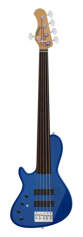 Sadowsky MasterBuilt 24-Fret Single Cut Bass, Red Alder Body, Tigerstripe Ebony Fingerboard, 5-String, Fretless, Lefthand - Ocean Blue Transparent Satin Garantierte Lieferung