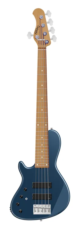 Knallerangebot Sadowsky MasterBuilt 24-Fret Single Cut Bass, Swamp Ash Body, Roasted Maple Fingerboard, 5-String, Lefthand - Solid Dark Lake Placid Blue Metallic High Polish