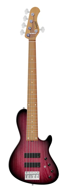 Günstig Sadowsky MasterBuilt 24-Fret Single Cut Bass, Swamp Ash Body, Roasted Maple Fingerboard, 5-String - Burgundy Blackburst Transparent Satin
