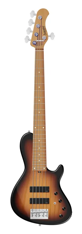 Sadowsky MasterBuilt 24-Fret Single Cut Bass, Swamp Ash Body, Roasted Maple Fingerboard, 5-String - '59 Burst Transparent Satin Zertifiziert