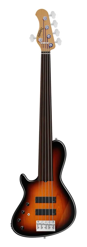 Sadowsky MasterBuilt 24-Fret Single Cut Bass, Red Alder Body, Tigerstripe Ebony Fingerboard, 5-String, Fretless, Lefthand - '59 Burst Transparent High Polish Schneller Versand