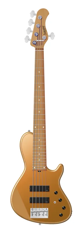 Top-Preis Sadowsky MasterBuilt 24-Fret Single Cut Bass, Swamp Ash Body, Roasted Maple Fingerboard, 5-String - Solid Firemist Gold Metallic Satin
