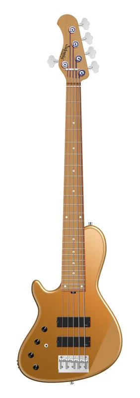 Direktkauf Sadowsky MasterBuilt 24-Fret Single Cut Bass, Swamp Ash Body, Roasted Maple Fingerboard, 5-String, Lefthand - Solid Firemist Gold Metallic Satin