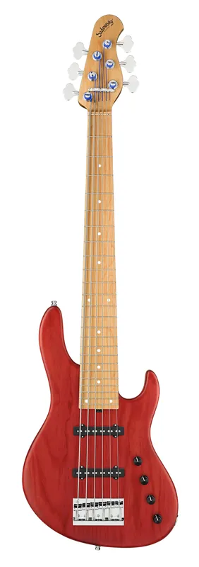 Sadowsky MasterBuilt 24-Fret Standard J/J Bass, Swamp Ash Body, Roasted Maple Fingerboard, 6-String - Burgundy Red Transparent Satin Preiswert