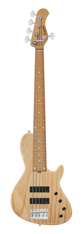 Sonderaktion Sadowsky MasterBuilt 24-Fret Single Cut Bass, Swamp Ash Body, Roasted Maple Fingerboard, 5-String - Natural Transparent Satin