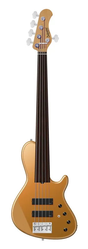 Sadowsky MasterBuilt 24-Fret Single Cut Bass, Red Alder Body, Tigerstripe Ebony Fingerboard, 5-String, Fretless - Solid Firemist Gold Metallic Satin Neu Im Sortiment