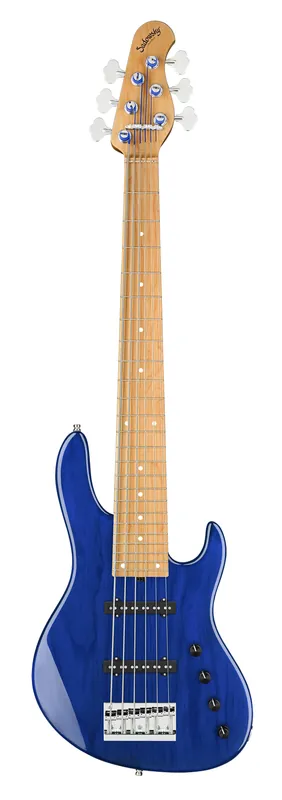 Expressversand Sadowsky MasterBuilt 24-Fret Standard J/J Bass, Swamp Ash Body, Roasted Maple Fingerboard, 6-String - Ocean Blue Transparent High Polish