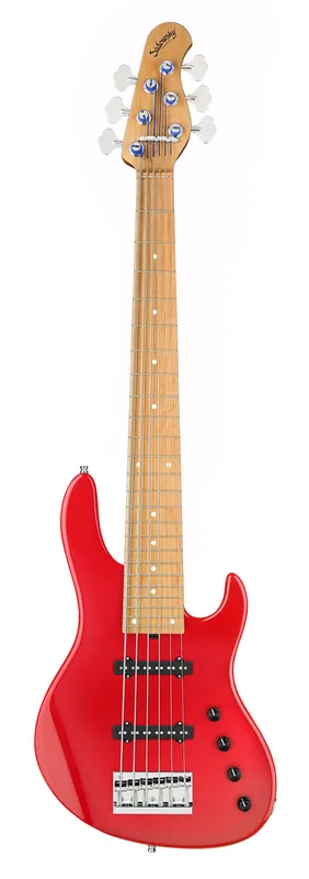 Sonderaktion Sadowsky MasterBuilt 24-Fret Standard J/J Bass, Swamp Ash Body, Roasted Maple Fingerboard, 6-String - Solid Dakota Red High Polish