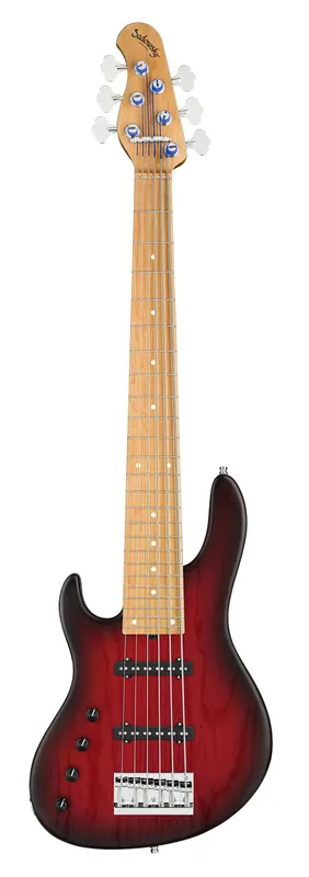 Sadowsky MasterBuilt 24-Fret Standard J/J Bass, Swamp Ash Body, Roasted Maple Fingerboard, 6-String, Lefthand - Burgundy Blackburst Transparent Satin Markenprodukt