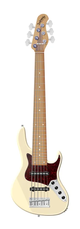 Sadowsky MasterBuilt 24-Fret Vintage J/J Bass, Swamp Ash Body, Roasted Maple Fingerboard, 6-String - Solid Olympic White High Polish Nur Für Kurze Zeit