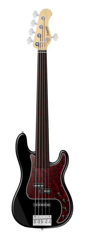 Top-Preis Sadowsky MetroLine 21-Fret Hybrid P/J Bass, Red Alder Body, Tigerstripe Ebony Fingerboard, 5-String, Fretless - Solid Black High Polish