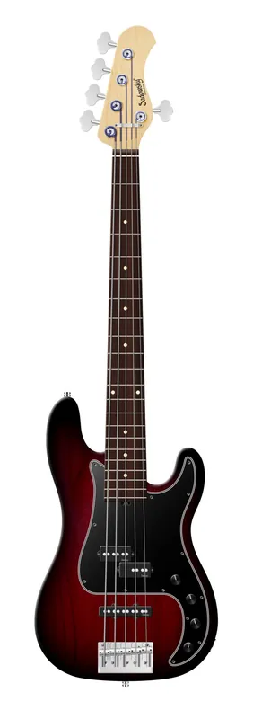 Sadowsky MetroLine 21-Fret Hybrid P/J Bass, Red Alder Body, Morado Fingerboard, 5-String - Burgundy Blackburst Transparent Satin Neu
