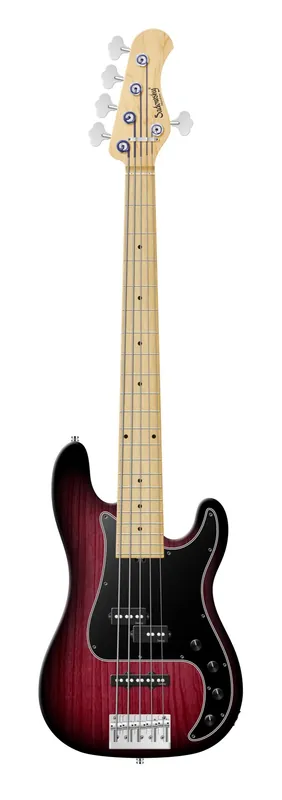 Letzte Chance Sadowsky MetroLine 21-Fret Hybrid P/J Bass, Swamp Ash Body, Maple Fingerboard, 5-String - Burgundy Blackburst Transparent Satin