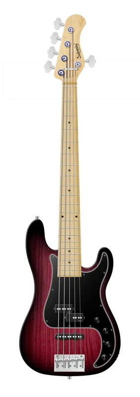 Sadowsky MetroLine 21-Fret Hybrid P/J Bass, Solidbody, Swamp Ash Body, Maple Fingerboard, 5-String - Burgundy Blackburst Transparent Satin Direkt Vom Hersteller
