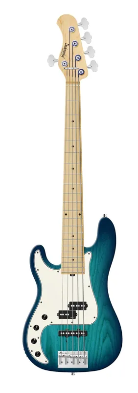 Sadowsky MetroLine 21-Fret Hybrid P/J Bass, Swamp Ash Body, Maple Fingerboard, 5-String, Lefthand - Bora Blue Burst Transparent Satin Nur Für Kurze Zeit