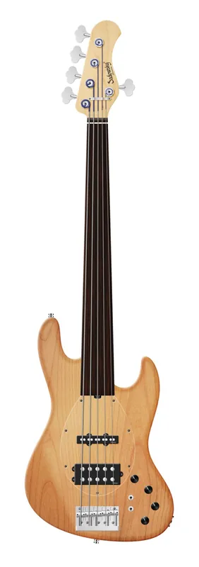 Sadowsky MetroLine 21-Fret Vintage M/J Bass, Red Alder Body, Tigerstripe Ebony Fingerboard, 5-String, Fretless - Natural Transparent Satin Saisonangebot