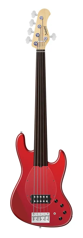 Versand Am Gleichen Tag Sadowsky MetroLine 21-Fret Vintage M Bass, Red Alder Body, Tigerstripe Ebony Fingerboard, 5-String, Fretless - Solid Candy Apple Red Metallic High Polish