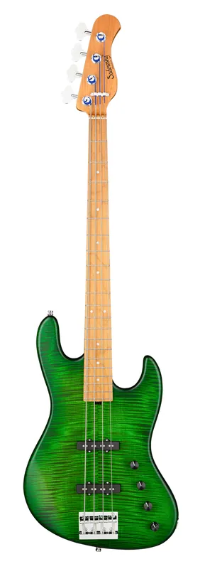 Sadowsky MetroLine Deluxe 21-Fret Standard J/J Bass, Okoume Body, Roasted Maple Fingerboard, 4-String - Emeraude Greenburst Transparent Satin Bestseller