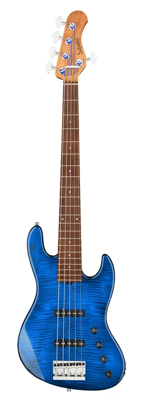 Begrenztes Angebot Sadowsky MetroLine Deluxe 21-Fret Standard J/J Bass, Okoume Body, Morado Fingerboard, 5-String - Ocean Blue Transparent High Polish