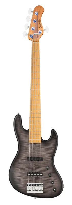 Sadowsky MetroLine Deluxe 21-Fret Standard J/J Bass, Okoume Body, Roasted Maple Fingerboard, 5-String - Black Burst Transparent Satin Sale