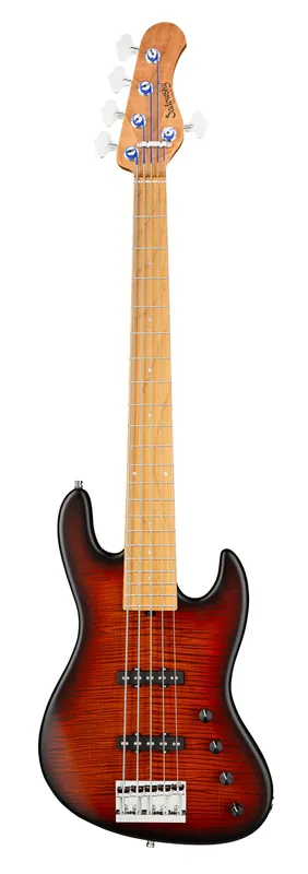 Angebot Sadowsky MetroLine Deluxe 21-Fret Standard J/J Bass, Okoume Body, Roasted Maple Fingerboard, 5-String - Almond Sunburst Transparent Satin