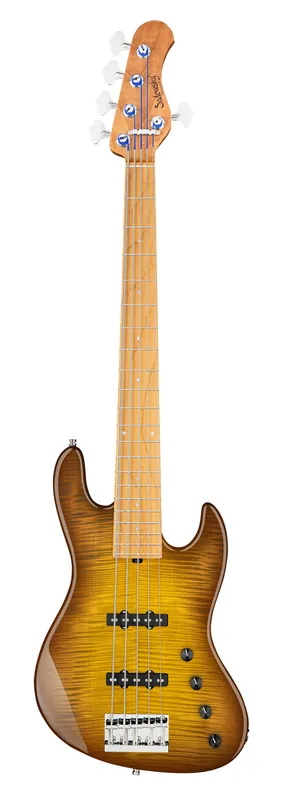 Top-Angebot Sadowsky MetroLine Deluxe 21-Fret Standard J/J Bass, Okoume Body, Roasted Maple Fingerboard, 5-String - Caramel Burst Transparent High Polish